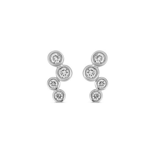 Nuran TUBE ørestikker i 14 kt hvidguld med 0,30 ct diamanter – fire runde diamanter i stigende størrelse.